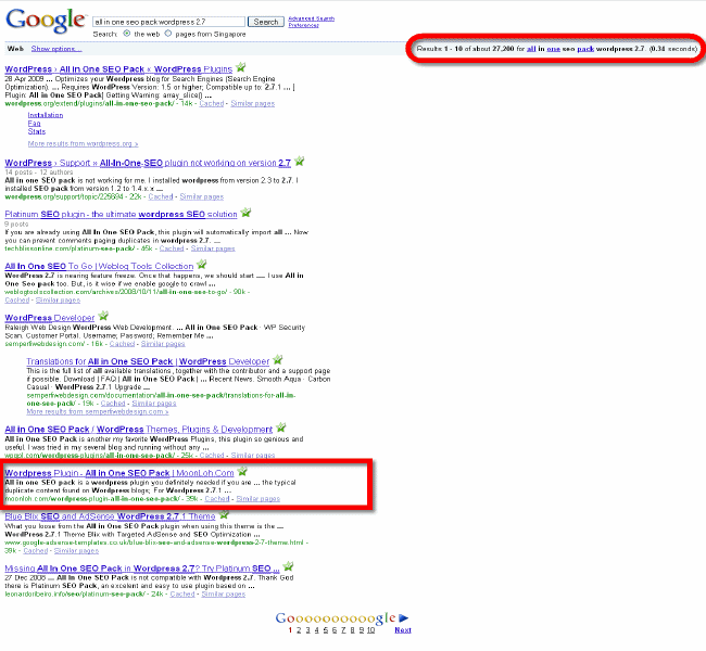 all in one seo pack wordpress 2.7